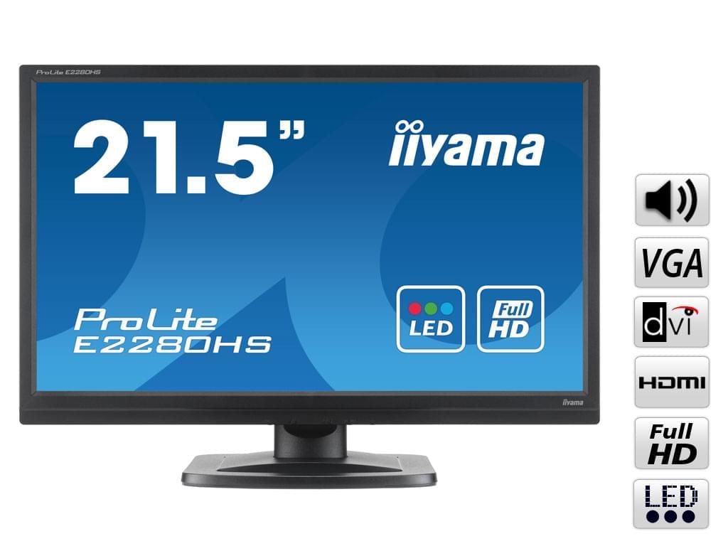 Ecran PC Iiyama E2280HS-B1 - 22" LED/WIDE/5 ms/HDMI/BLACK
