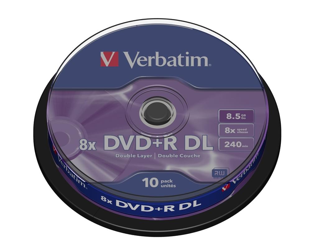 Consommable stockage Verbatim DVD+R Vierge 8.5Go Dual Layer (pack de 10)