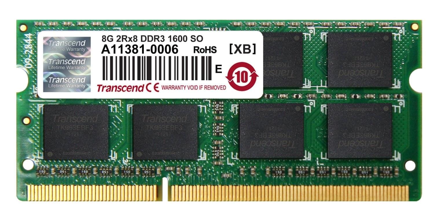 Mémoire PC portable Transcend SO-DIMM 8Go DDR3 1600 JM1600KSH-8G