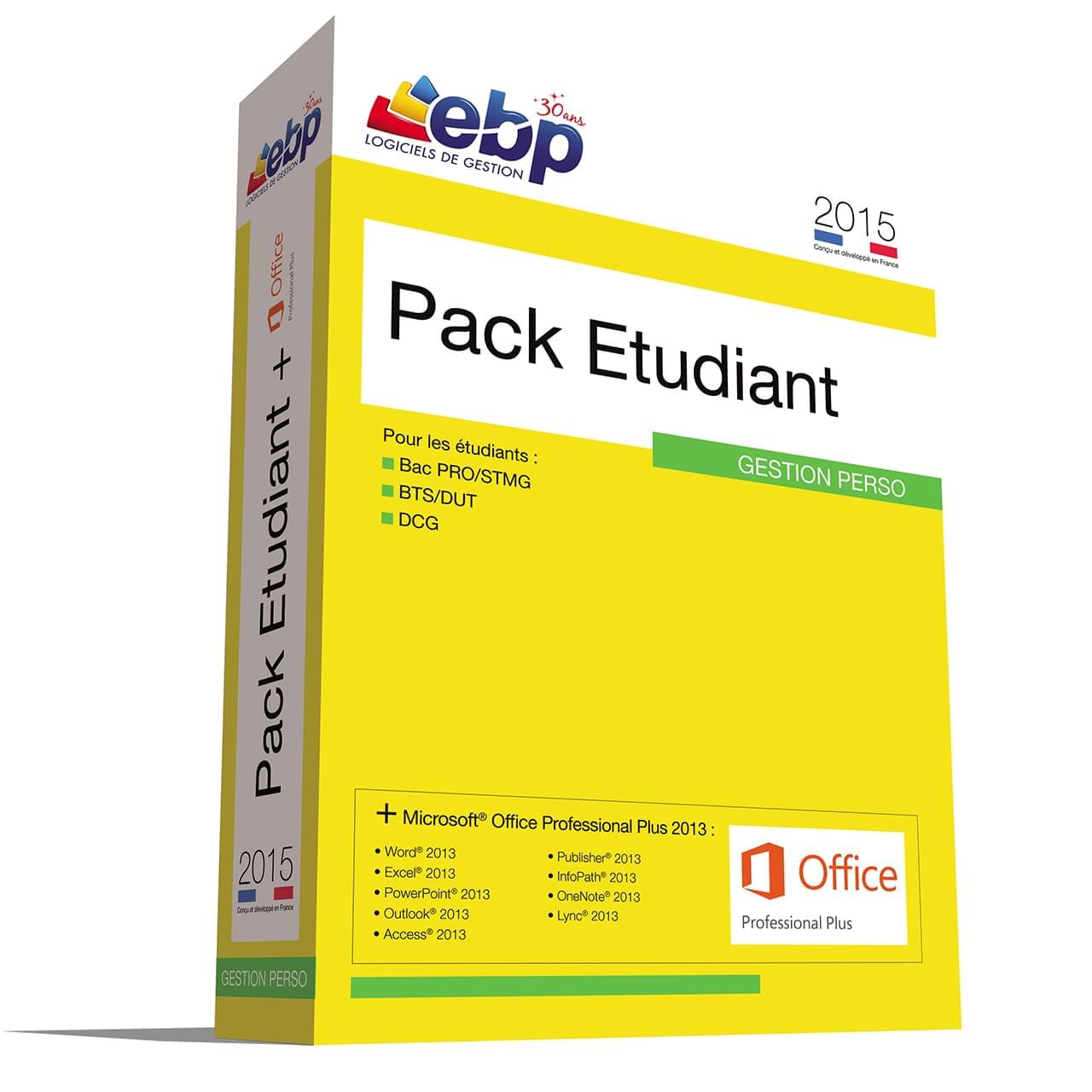 Logiciel application EBP Pack Etudiant 2015 - Offre Spéciale MS 2013