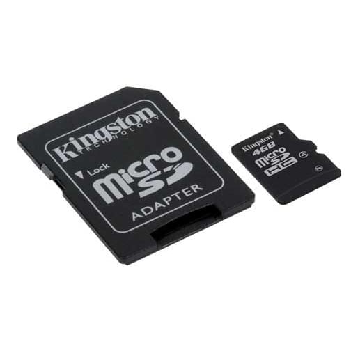 Carte mémoire Kingston Micro SDHC 4Go SDC4/4GB  class 4 + Adapt 