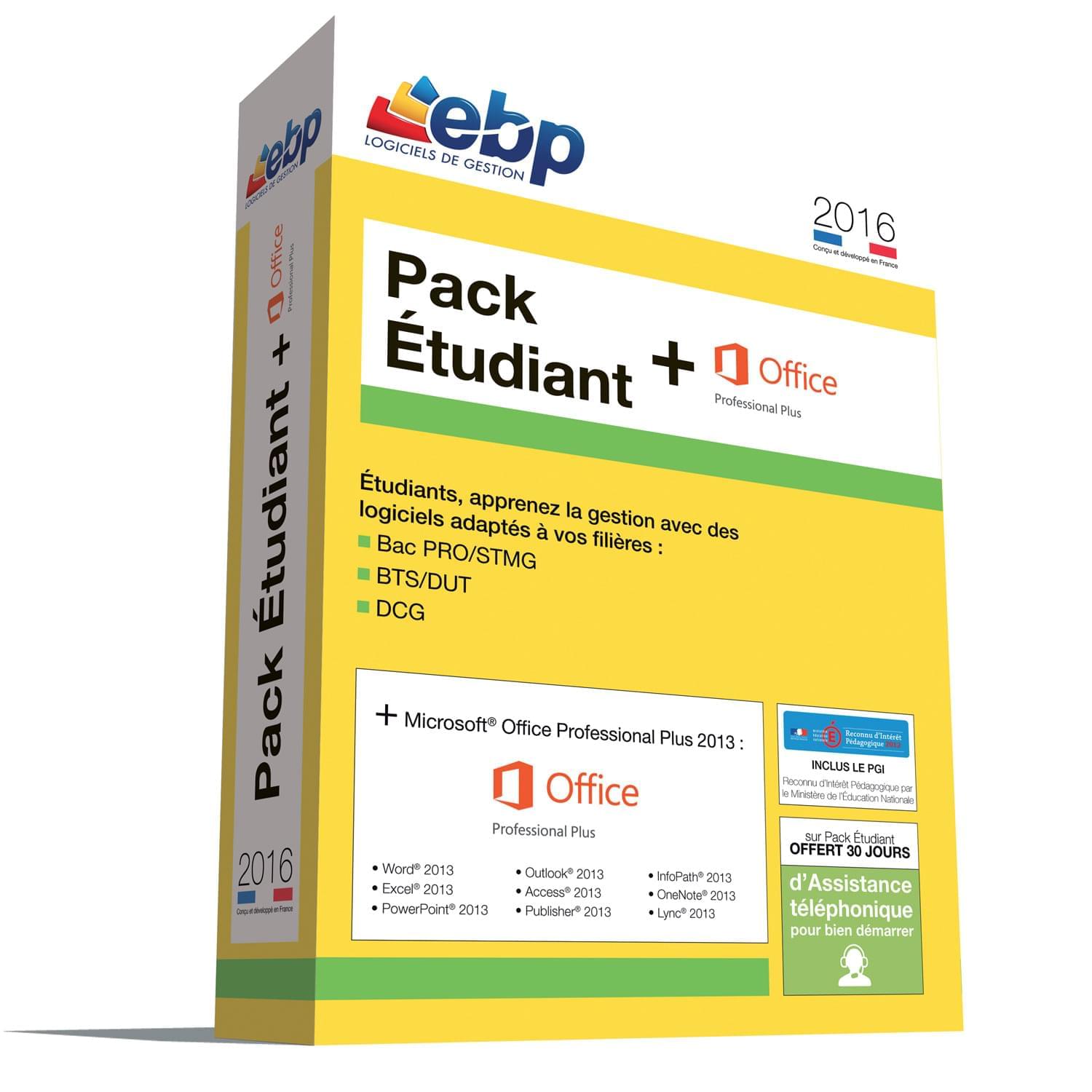 Logiciel application EBP Pack Etudiant 2016 - Offre Spéciale MS 2013