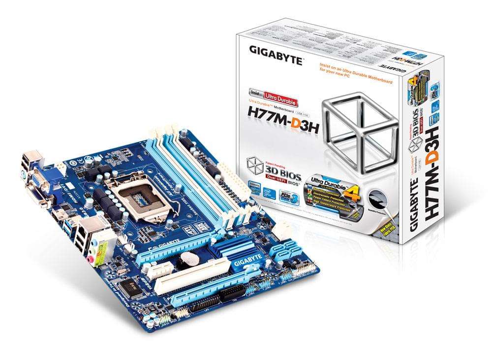 Carte mère Gigabyte H77M-D3H - H77/LGA1155/DDR3/PCI-E/mATX