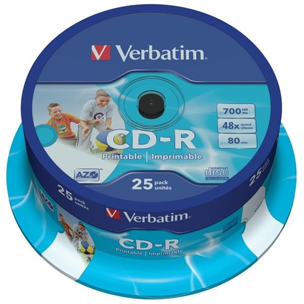 Consommable stockage Verbatim CDR 80min cert. 48X (spindle de 25)