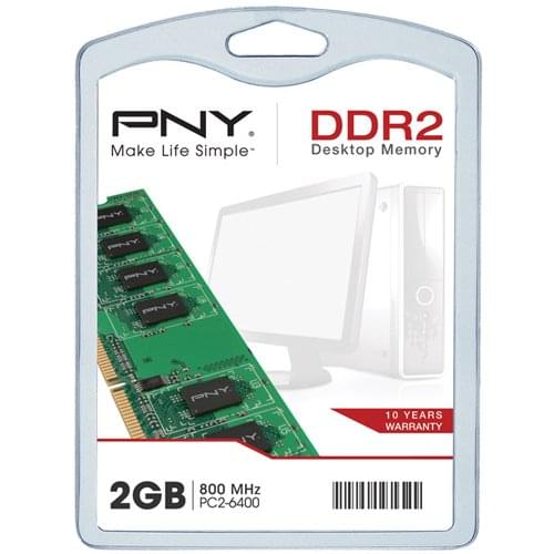 Mémoire PC PNY DIMM102GBN/6400/2-SB (2Go DDR2 800 PC6400)
