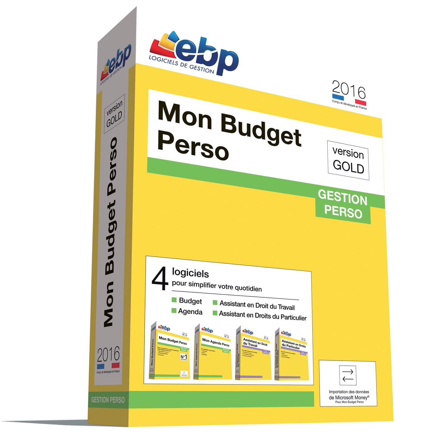Logiciel application EBP Mon Budget Perso GOLD 2016