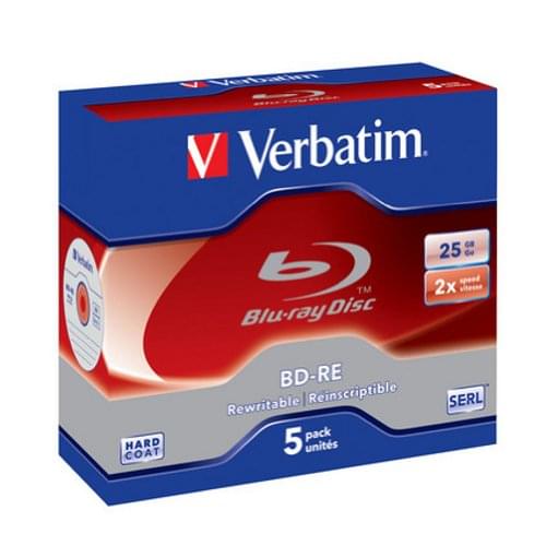 Consommable stockage Verbatim Blu-Ray RW BD-RE SL 25Go 2x (pack de 5)