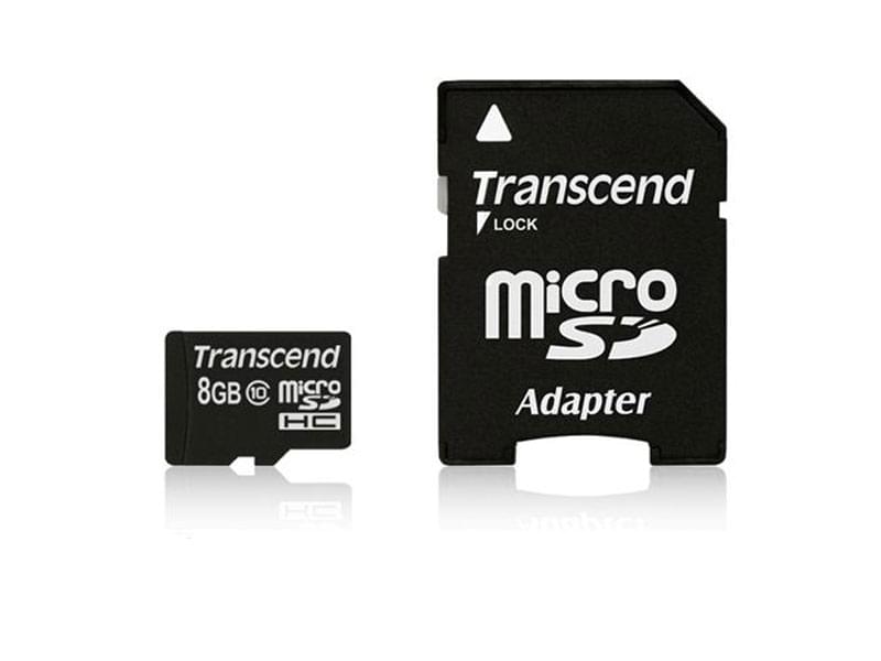 Carte mémoire Transcend Micro SDHC 8Go TS8GUSDHC10 class 10 + Adapt