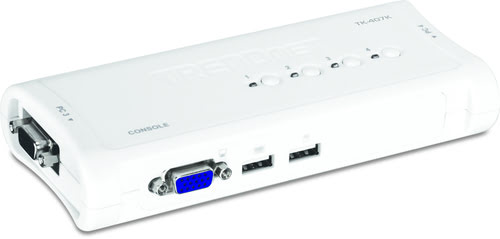 Commutateur et splitter TrendNet TK-407K - KVM 4 ports VGA-USB +cables