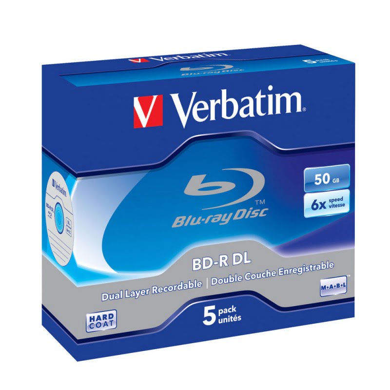 Consommable stockage Verbatim BD-R DL 50GB (pack de 5)