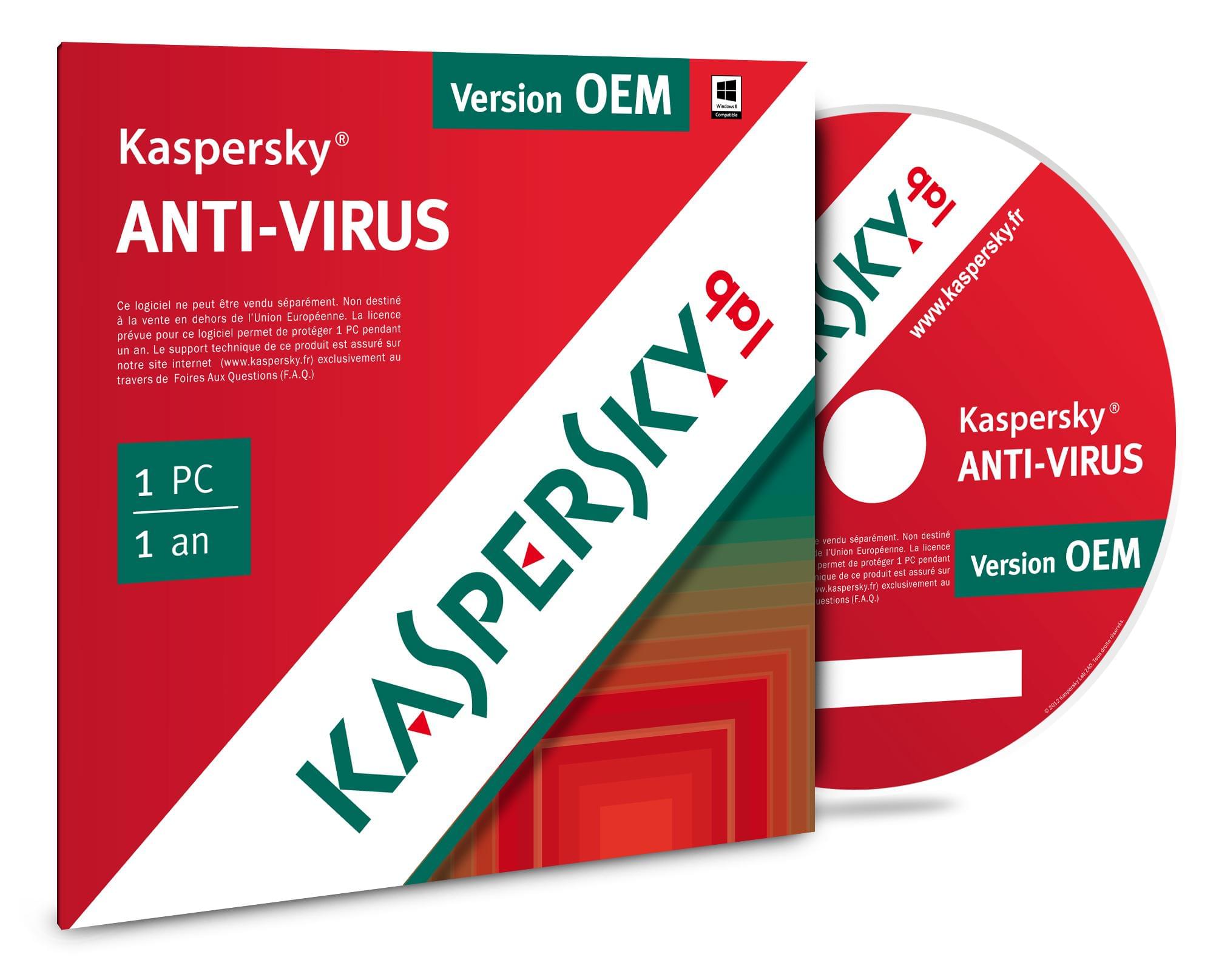 Logiciel sécurité Kaspersky Antivirus OEM - 1 An / 1 PC