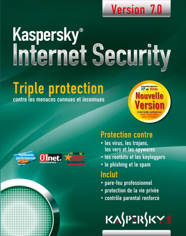 Logiciel sécurité Kaspersky Internet Security Boîte - 3 postes / 1 An
