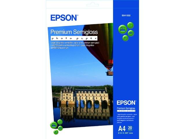 Papier imprimante Epson Papier C13S041332 Photo Premium semi glacé A4 20f