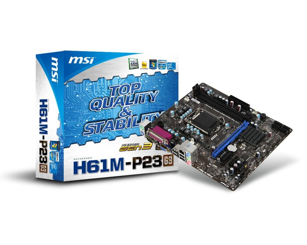 Carte mère MSI H61M-P23 (G3) - H61/LGA1155/DDR3/PCI-E/mATX
