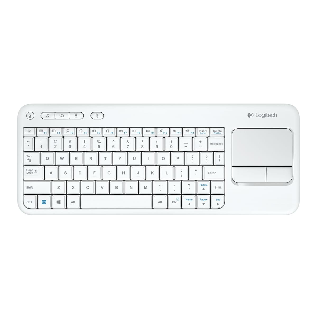Clavier PC Logitech Wireless Touch Keyboard K400 White