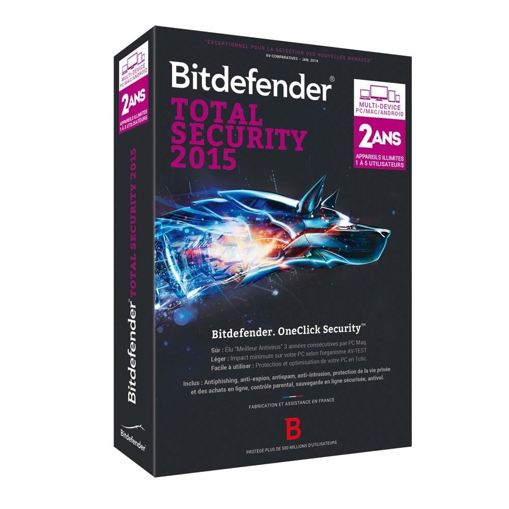 Logiciel sécurité Bitdefender Total Security 2015 - 2 Ans / 5 PC