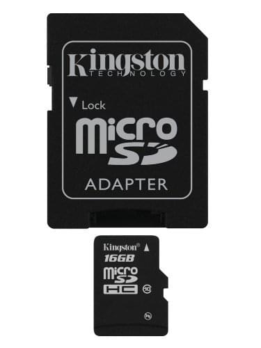 Carte mémoire Kingston  Micro SDHC 16Go Class 10 + Adapt SDC10/16GB