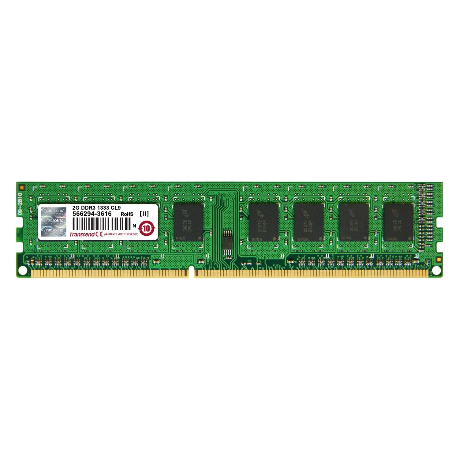 Mémoire PC Transcend 2Go DDR3-1333 MHz PC3-10600 JM1333KLN-2G