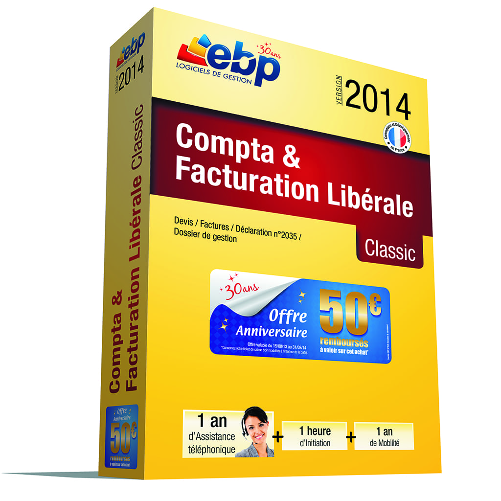 Logiciel application EBP Compta et Facturation Libérale OL 2014 + Serv. VIP
