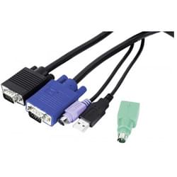 Boîtier de partage No Name Cordon KVM Mixte USB+PS/2 - 3m (Option 23653)
