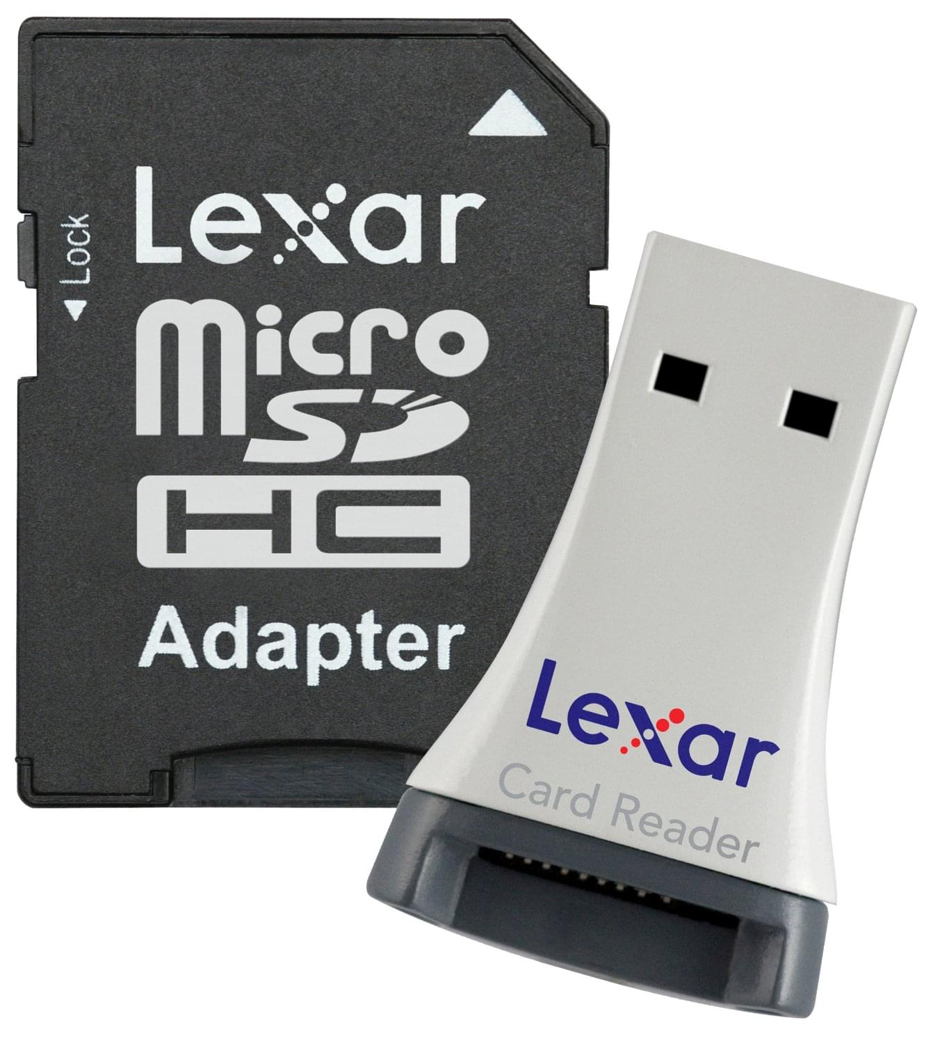 Lecteur carte mémoire Lexar MicroSDHC Reader + Adapter SD - LRWM01UBEUA