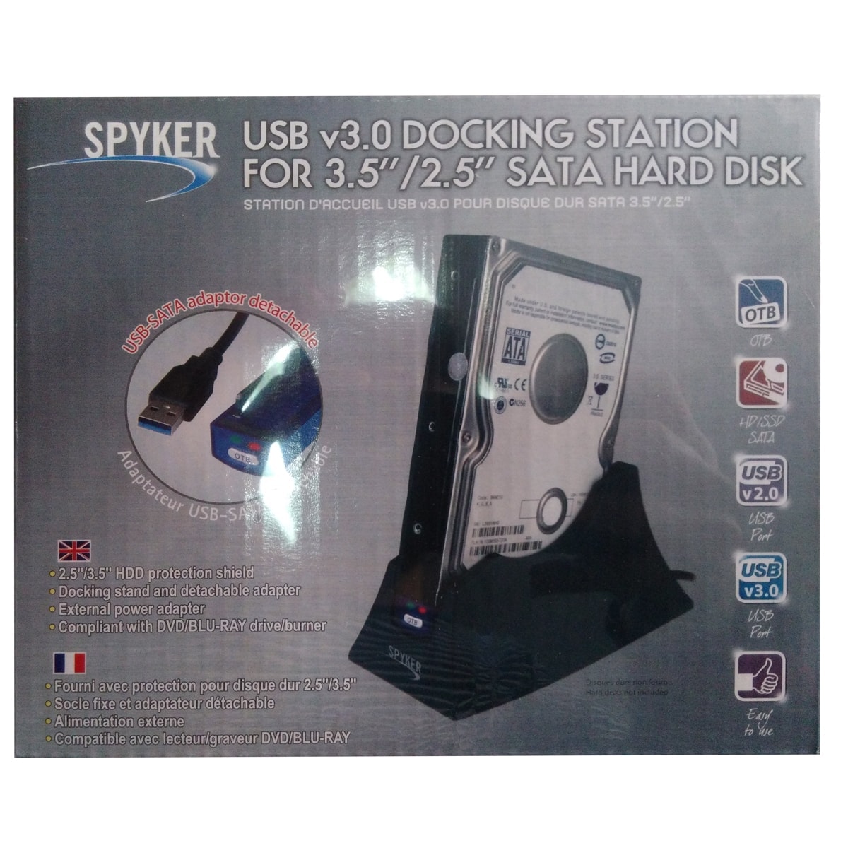 Boîtier externe Cybertek Station d'accueil USB3 pour DD SATA 3.5"/2.5"