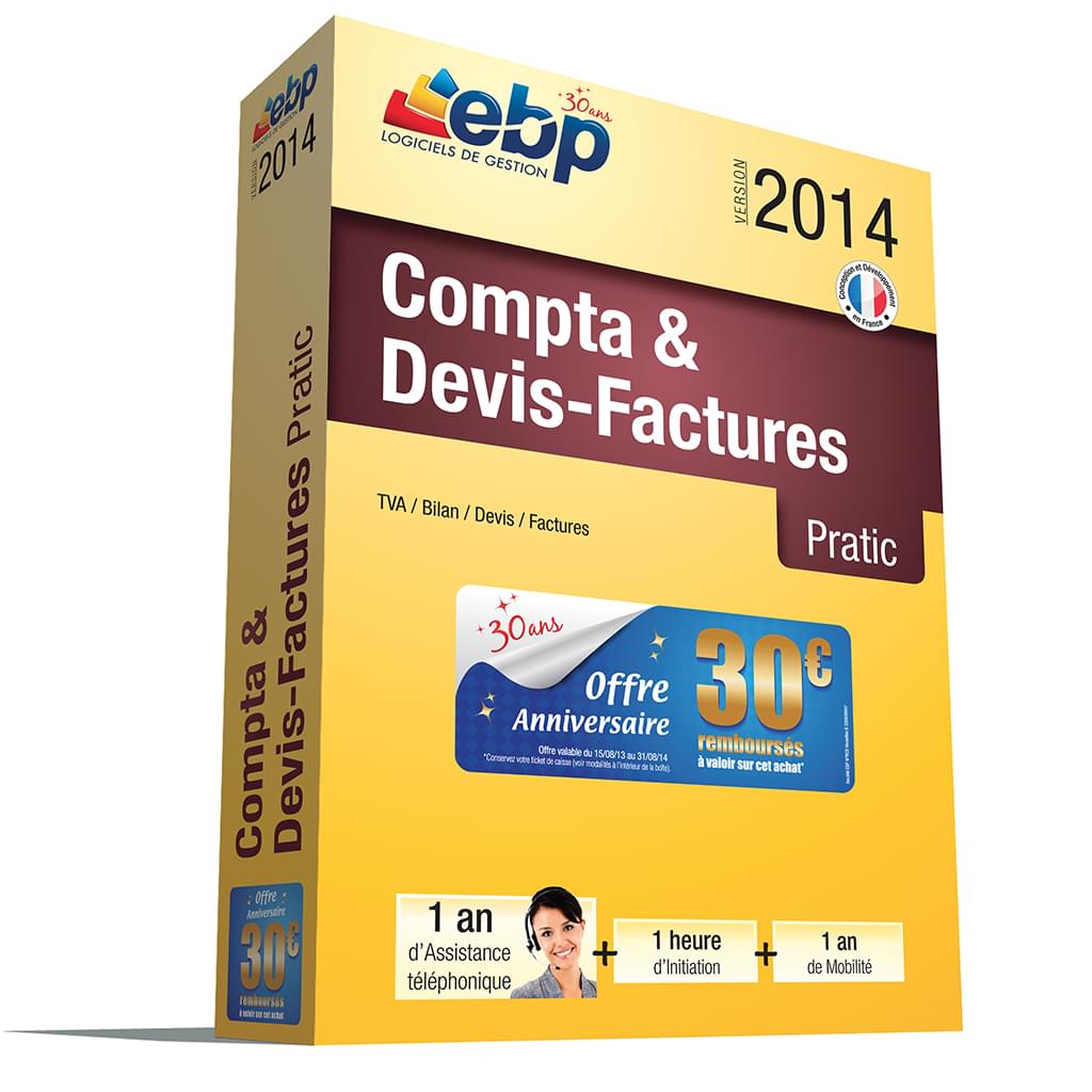 Logiciel application EBP Compta & Devis-Factures Pratic 2014 + Services VIP