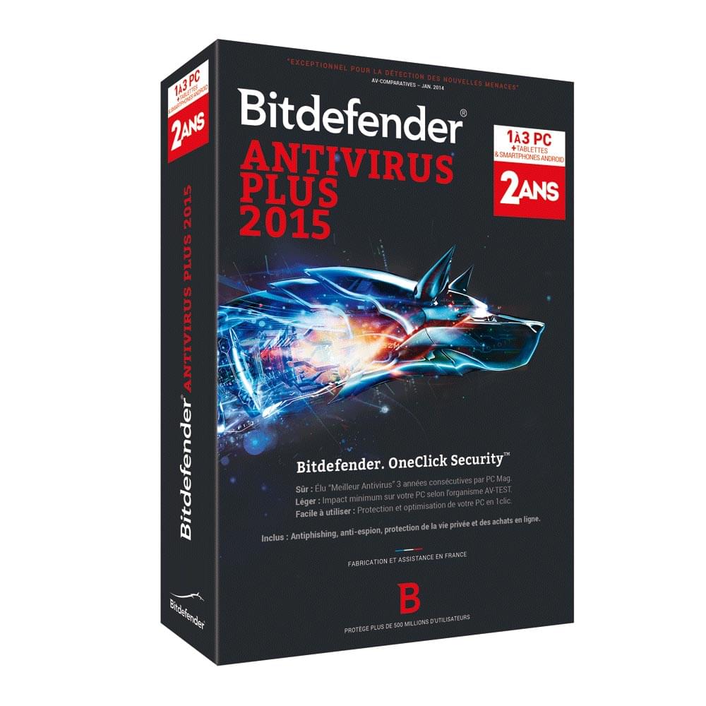 Logiciel sécurité Bitdefender Antivirus Plus 2015 - 2 Ans / 3 PC