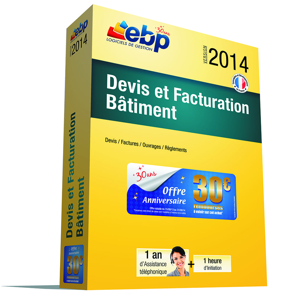Logiciel application EBP Devis et Factures Bâtiment 2014 + Services VIP
