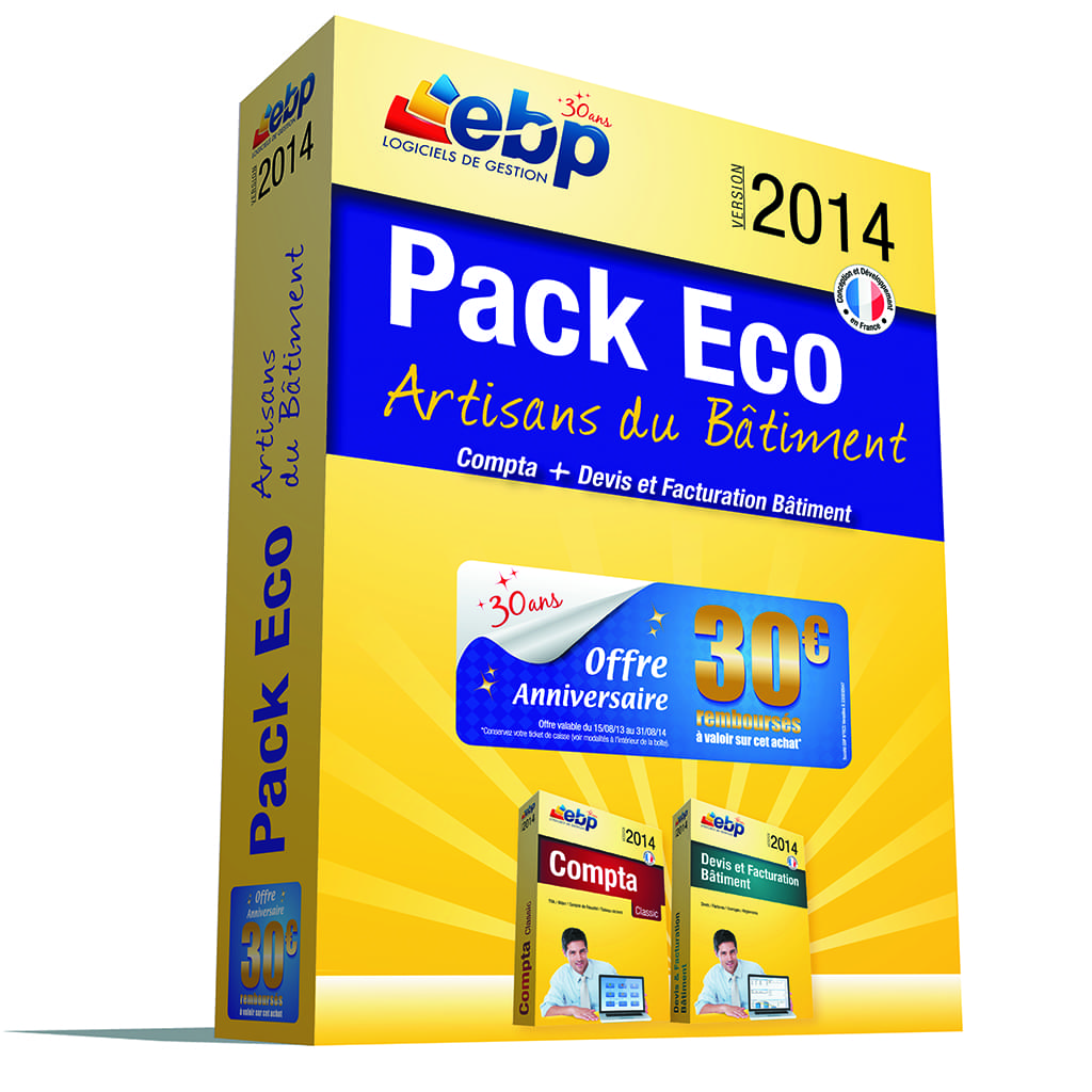 Logiciel application EBP Pack Eco Artisans du Bâtiment 2014