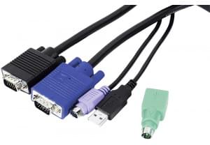 Commutateur et splitter Cybertek Cordon KVM Mixte USB+PS/2 Type E3 - 1.80m