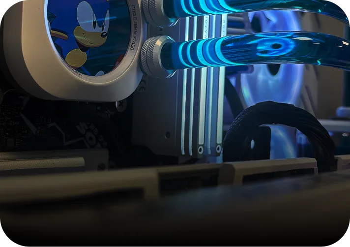 Tubes de watercooling bleus et barrettes RGB
