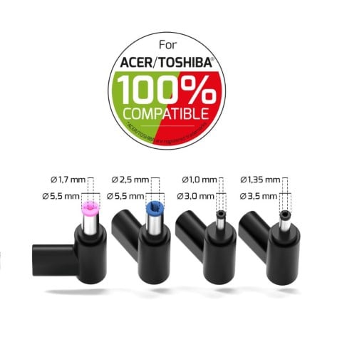 Port Alimentation secteur GaN 100W pour Acer/Toshiba - 4 embouts (904100ACTOEU) - Achat / Vente Chargeur sur Cybertek.fr - 1
