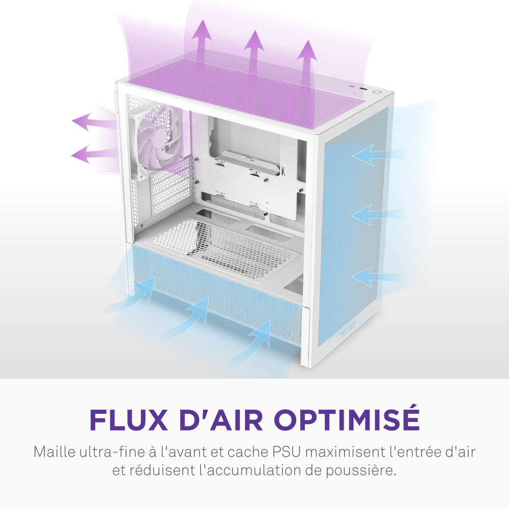 NZXT H3 Flow Blanc Blanc - Boîtier PC NZXT - Cybertek.fr - 9