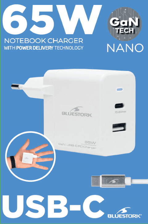Bluestork 65W USB C - Blanc/Détachable  (PW-NB-65-C-GAN-W) - Achat / Vente Accessoire alimentation sur Cybertek.fr - 9
