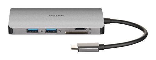D-Link 8 Ports - USB-C vers HDMI/Eth/USB/USB-C/microSD/SD - Hub - 2
