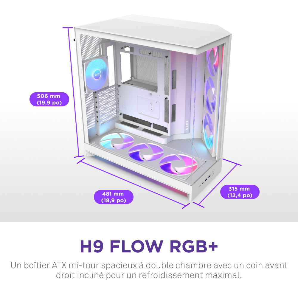 NZXT H9 Flow RGB+ Blanc Blanc - Boîtier PC NZXT - Cybertek.fr - 4