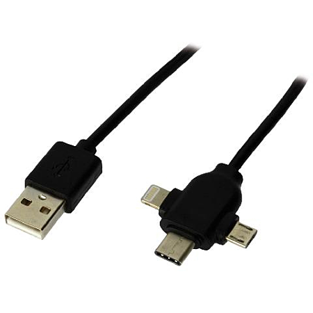 Câble USB-A vers Multitête - 1m - Noir# - Connectique PC - 0