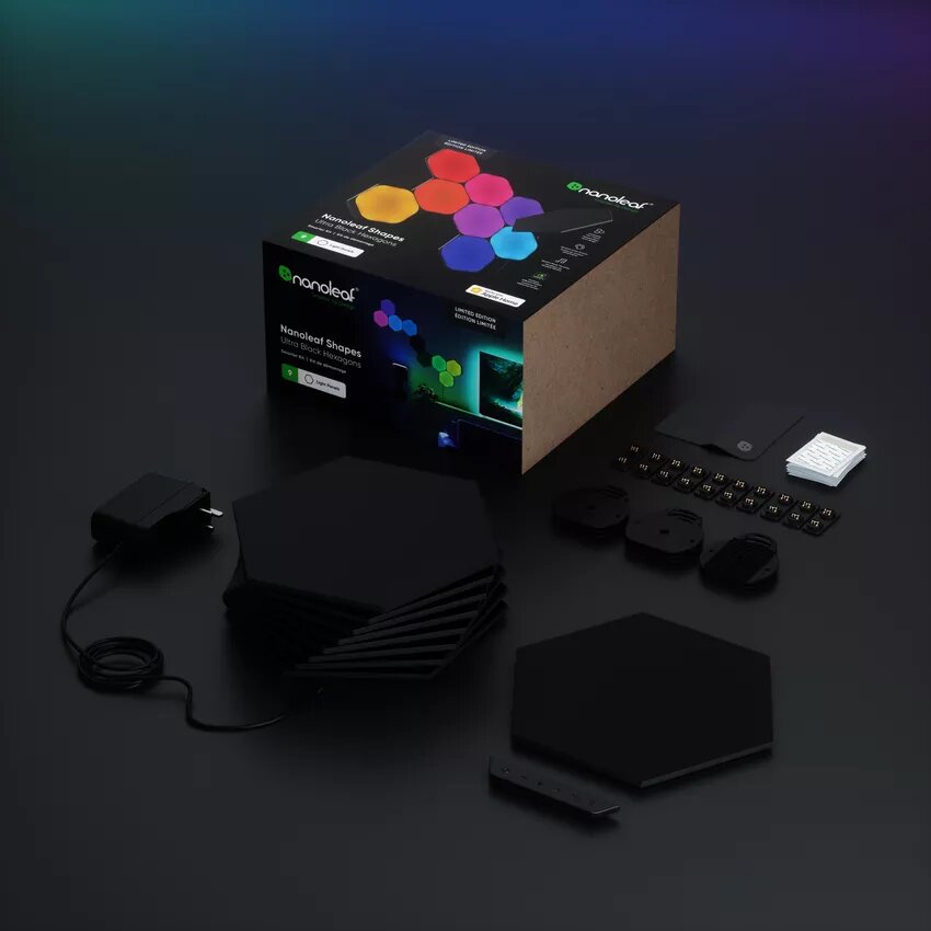 Nanoleaf Shapes Black Hexagons Starter Kit - 9 pièces (NL42-0102HX-9PK) - Achat / Vente Objet connecté / Domotique sur Cybertek.fr - 1