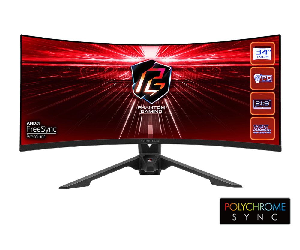 ASRock PG34WQ15R3A - 34 CURVE UWQHD 165Hz RGB Antenne Wifi et Mini cran OLED - image 1