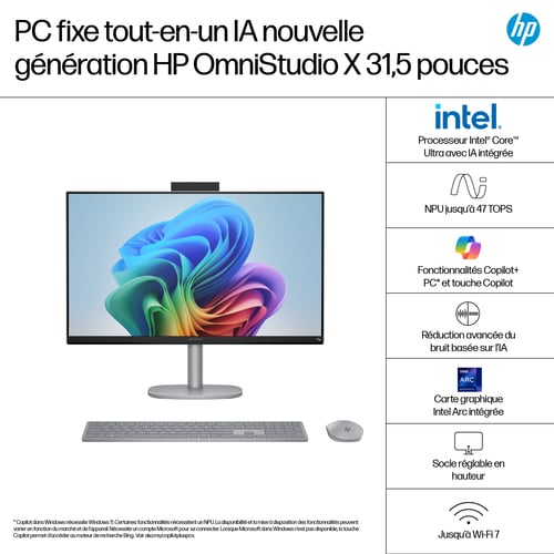 HP OmniStudio 32" 4K/U5-226V/16Go/1To/Webcam/W11 - All-In-One PC/MAC - 3