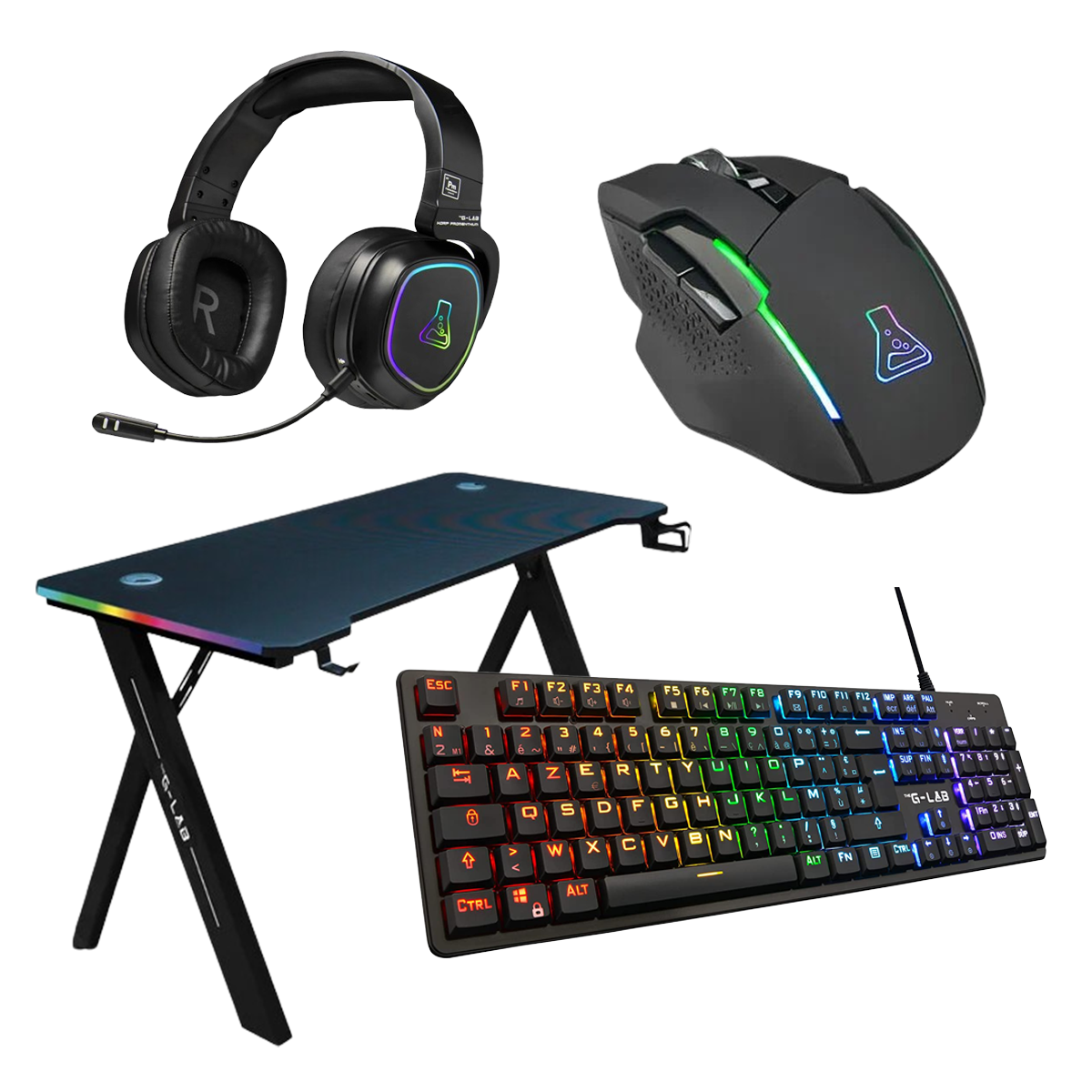 The G-LAB Bundle 4 en 1 - Combo Setup (KEYZ-PLATINIUM/FR / K-DESK-SULFUR / KORP-PROMETHIU) - Achat / Vente Pack Peripheriques sur Cybertek.fr - 0