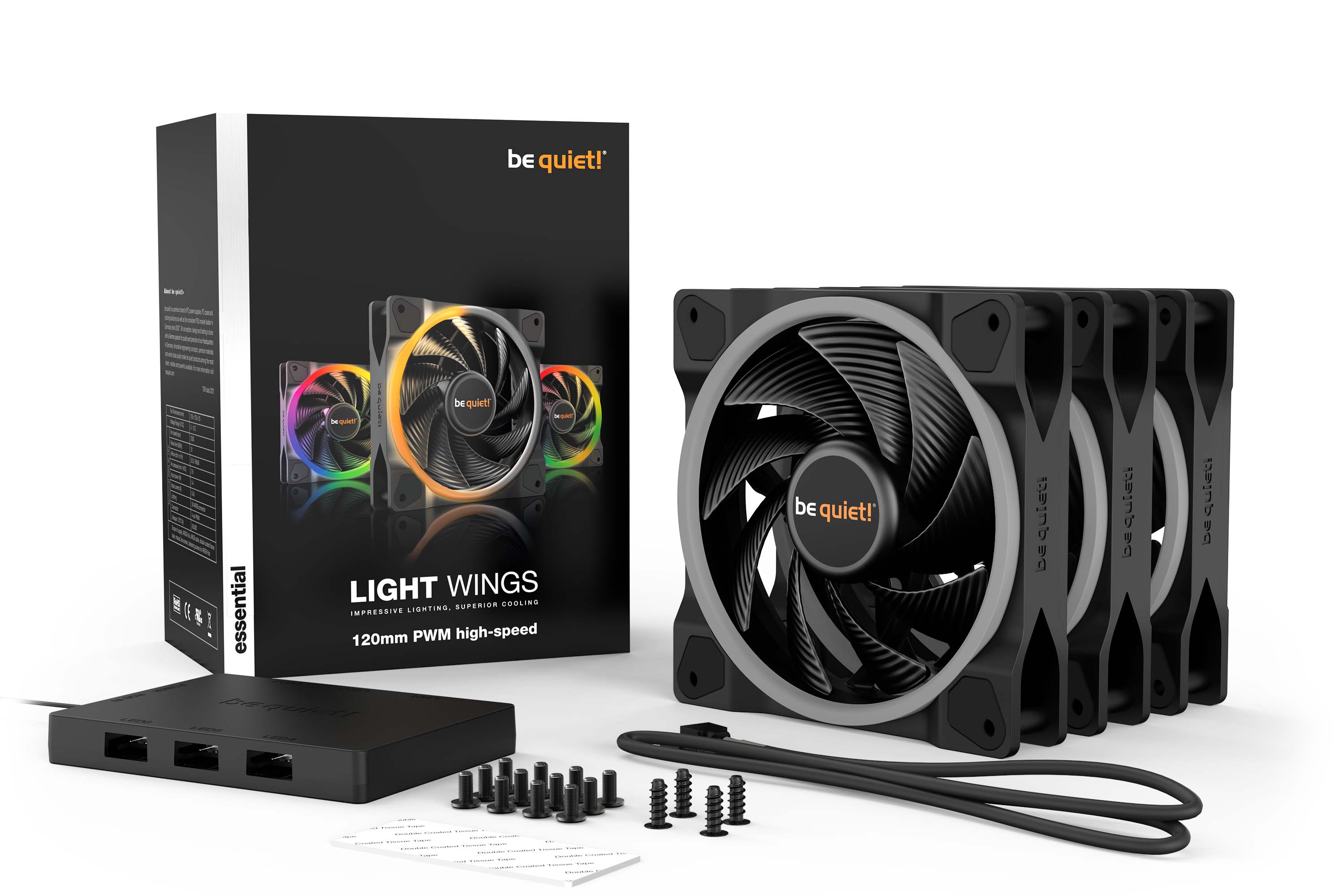 Be Quiet! Light Wings 120mm PWM ARGB High Speed Kit x3 BL077 - Ventilateur boîtier - 1