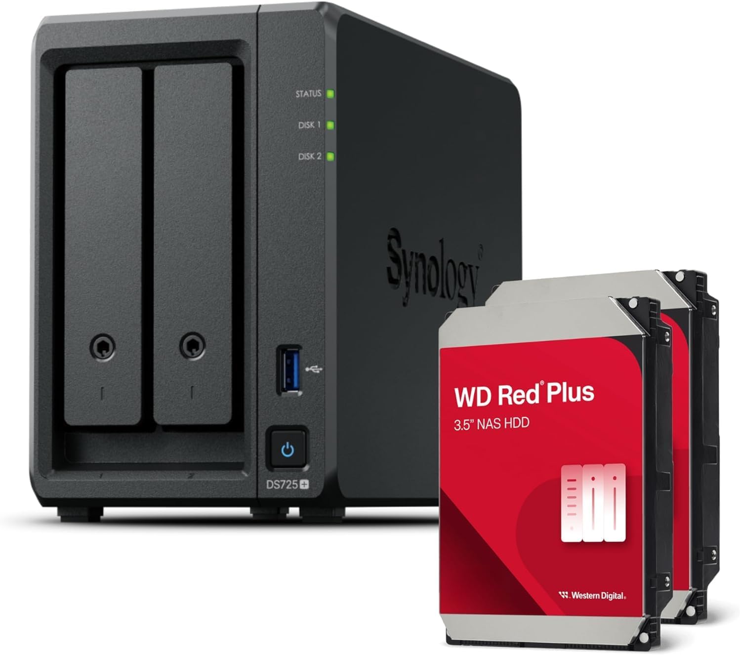Synology DS725+ - 2 baies avec 2 disques de 4To RED Plus - Serveur NAS - 0