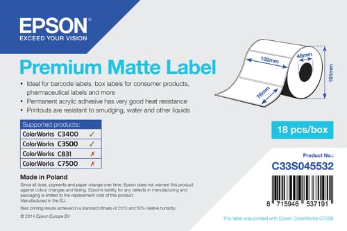 Etiquette premium pour imprimante Ruban Epson - 0