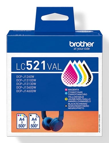 Imprimante multifonction Brother DCP-J1310DW 3 en 1 + Cartouche LC521 4 couleurs - 6