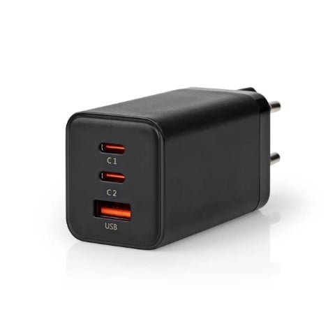 Nedis Chargeur GaN Power Delivery 65W - 3 ports - Noir (WCGPD65W100BK) - Achat / Vente Chargeur sur Cybertek.fr - 2