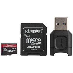 Kingston Micro SDHC 64Go C10 UHS-II V90 + Adapt MLPMR2/64GB