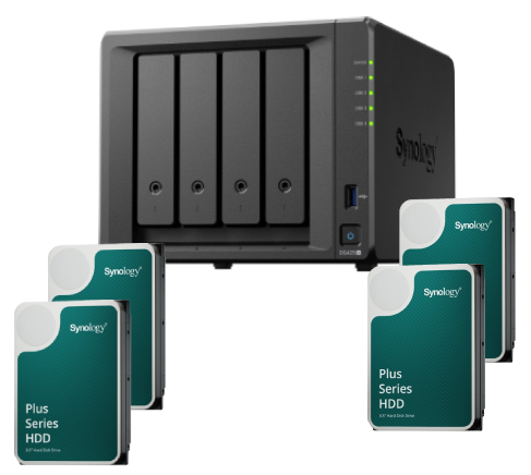 Serveur NAS Synology DS425+ - 4 Baies avec 4 disques de 2To SATA III Cybertek