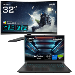 PC portable Gigabyte G6X 9KG-43FR854SH	16" FHD+ 165Hz i7-13650HX RTX 4060 16Go 1To W11 + 32" QHD CURVE 165Hz Cybertek